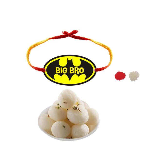 Yaya Cafe Rakhi Sweets Gift Combo for Brother Batman Big Bro Printed Rakhi, Rasgulla - 1 Kg Raksha Bandhan