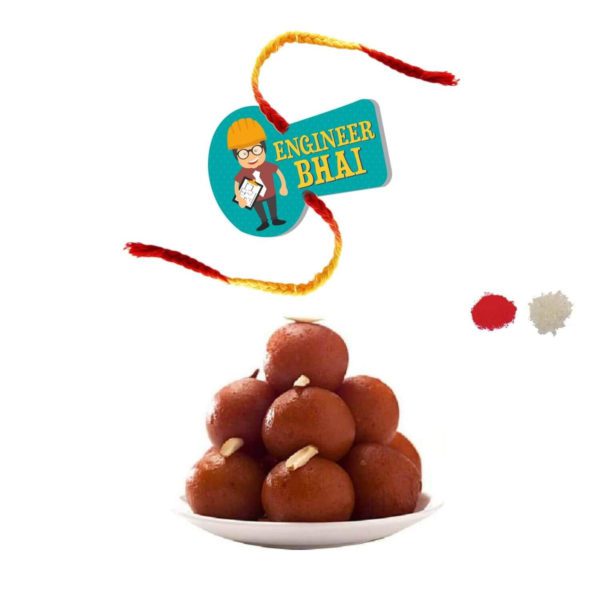 Yaya Cafe Rakhi Sweets Gift Combo for Brother Engineer Bhai Printed Rakhi, Gulab Jamun- 1 Kg Raksha Bandhan