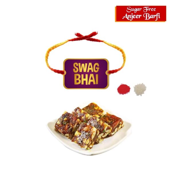Yaya Cafe Rakhi Sweets Gift Combo for Brother Swag Bhai Printed Rakhi, Anjeer Barfi- 1 Kg Raksha Bandhan