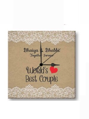 TheYaYaCafe Yaya Cafe� 12x12 inches Birthday Rakhi Gifts for Brother Bhaiya Bhabhi Wall Clock Worlds Best Bhaiya Bhabhi Canvas