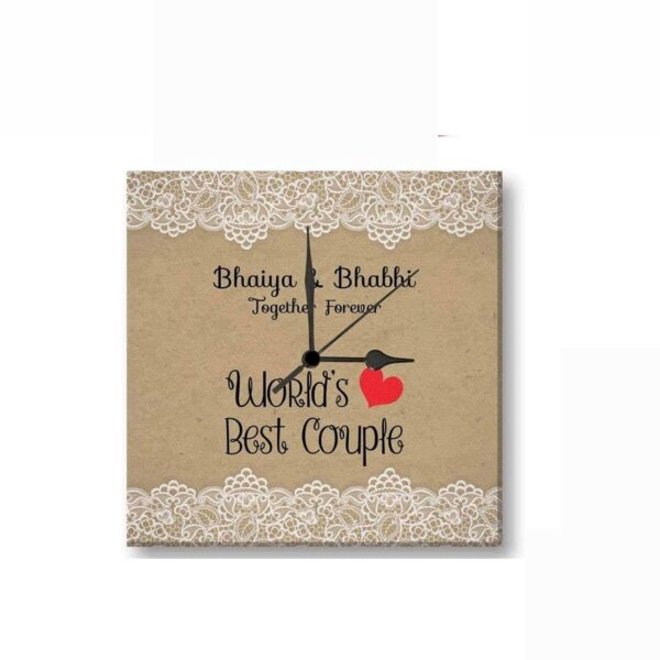 TheYaYaCafe Yaya Cafe� 12x12 inches Birthday Rakhi Gifts for Brother Bhaiya Bhabhi Wall Clock Worlds Best Bhaiya Bhabhi Canvas