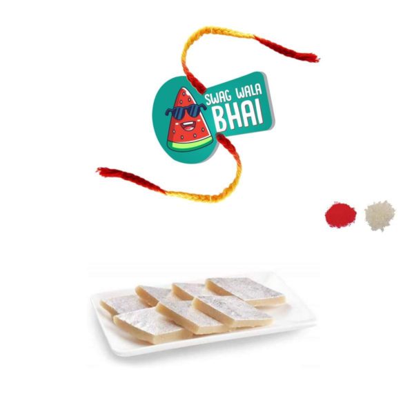 YaYa Cafe Rakhi Sweets Gift Combo for Brother Swag Wala Bhai Printed Rakhi, Kaju Katli - 1 kg, Gift Combo of 2 Raksha Bandhan