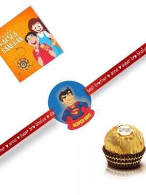 TheYaYaCafe Rakhi Gifts Combo for Brother Ferrero Rocher (Pack Of 4 Pieces) with Super Bro Kid Rakhi