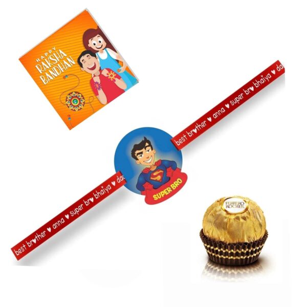 TheYaYaCafe Rakhi Gifts Combo for Brother Ferrero Rocher (Pack Of 4 Pieces) with Super Bro Kid Rakhi