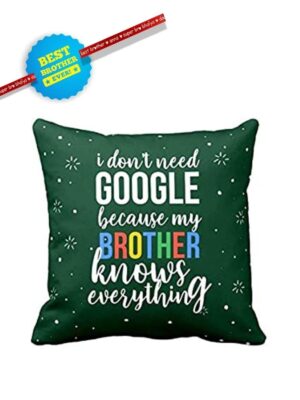 TheYaYaCafe Google Brother Printed Cotton Cushion Cover & Rakhi (24X24 inches, Green)