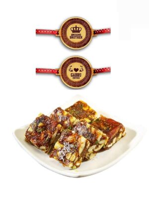 Yaya Cafe Rakhi Sweets Gift Combo for Brother, Super Bat Man 2 Brothers Rakhi Anjeer Barfi, Gift Combo Raksha Bandhan