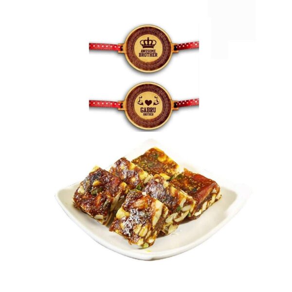 Yaya Cafe Rakhi Sweets Gift Combo for Brother, Super Bat Man 2 Brothers Rakhi Anjeer Barfi, Gift Combo Raksha Bandhan