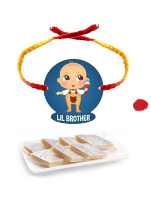 Lil Brother Kids  Rakhi with Kaju Katli Gift Combo of - 2