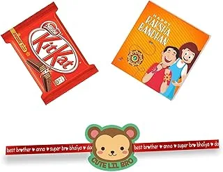 Cute Lil Bro Kids Rakhi with Kitkat Chocolate  Gift Combo pack of 2