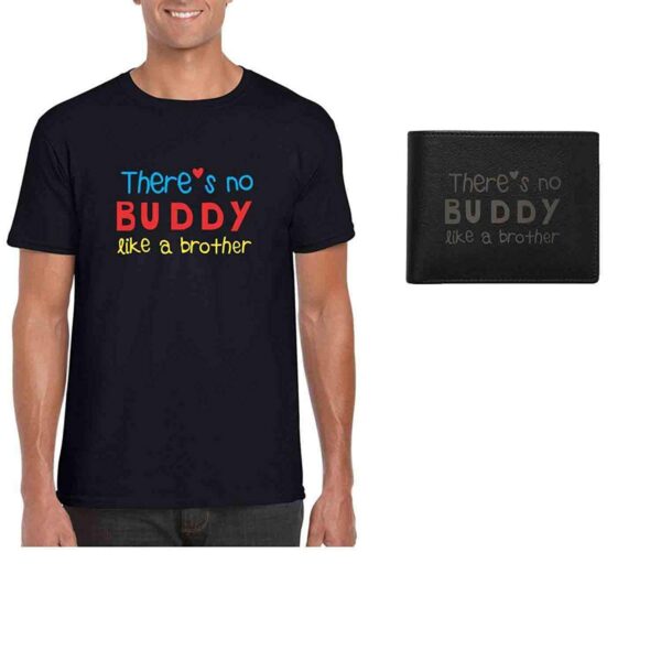 TheYaYaCafe Yaya Cafe™ Birthday Gifts Combo for Brother, Buddy Brother Brother T-Shirt, Black President Mens Leather Wallet,