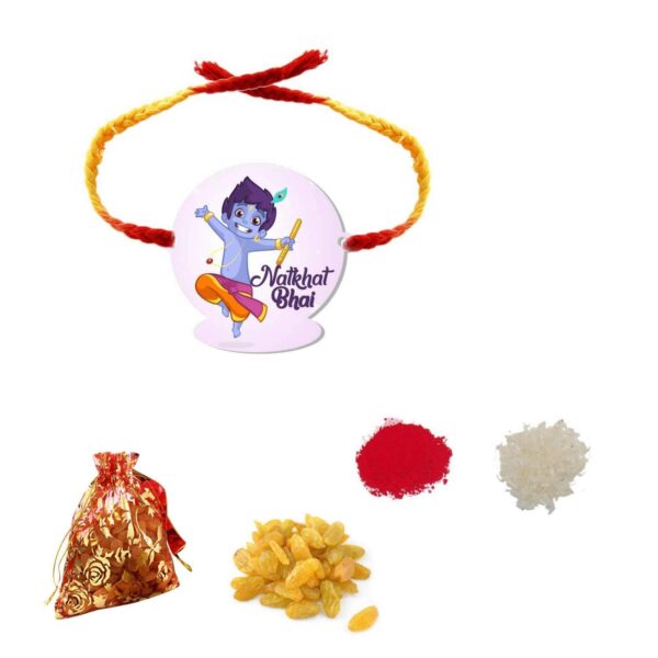 YaYa Cafe Rakhi Dry Fruits Gift Combo for Brother, Cute Krishna Printed Rakhi, Raisins, Gift Combo of 2 Raksha Bandhan