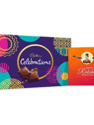TheYaYaCafe Rakhi Gifts for Brother Cadbury Celebrations Assorted Chocolate Gift Pack, (186.6 g) with Swastika Printed Rakhi