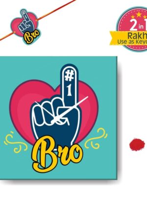 TheYaYaCafe Yaya Cafe� 18x18 inches Birthday Rakhi Gifts for Brother Canvas Wall Clock No 1 Brother
