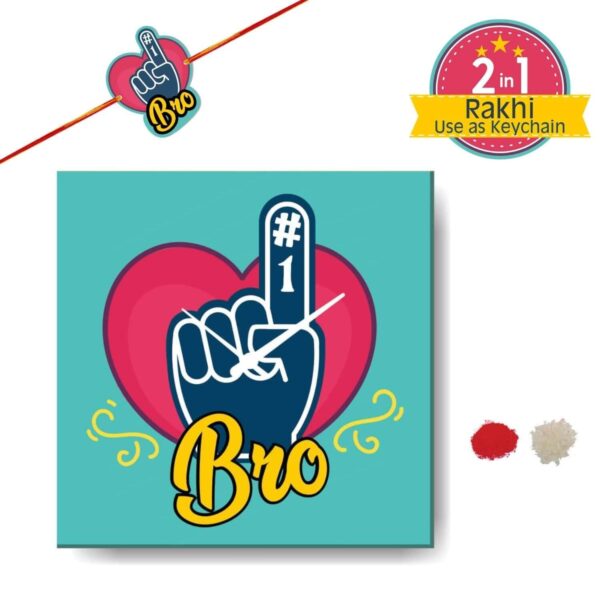 TheYaYaCafe Yaya Cafe� 18x18 inches Birthday Rakhi Gifts for Brother Canvas Wall Clock No 1 Brother