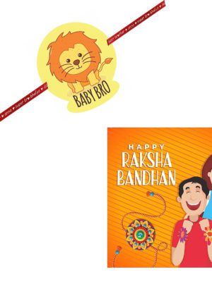 Kids Rakhi for Little Brother Boy Baby Printed Baby Lion Bro Roli- Tika Raksha Bandhan