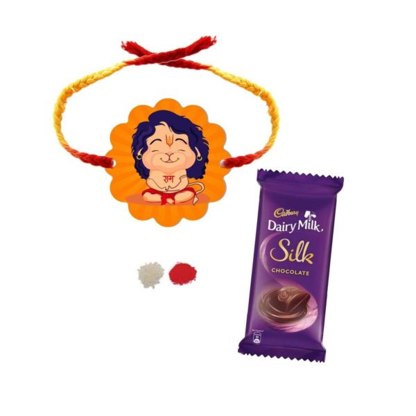 Bal Hanuman Kids Rakhi with 1 Dairy Milk Silk Chocolate Gift Combo - Pack of 2