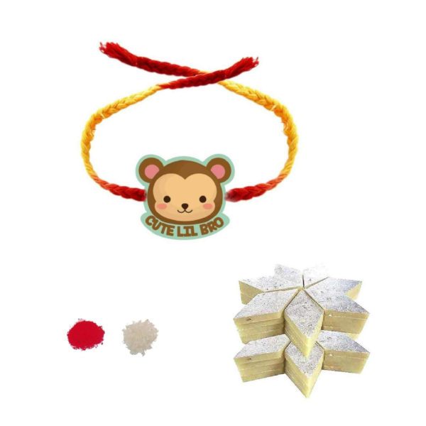 Cute Lil Bro Kids Rakhi Gift with Kaju Katli Combo of - 2