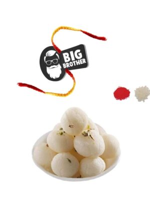 Yaya Cafe Rakhi Sweets Gift Combo for Big Brother Printed Rakhi, Rasgulla - 1 Kg Raksha Bandhan