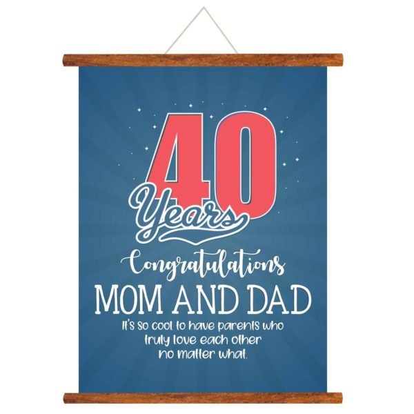 YaYa cafe™ Happy 40th Anniversary Gifts for Parents, Mom Dad Scroll Greeting Card Poster Congratulations- 18×24 inches