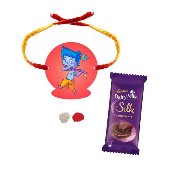 YaYa Cafe™ Rakhi Chocolates Gift Combo for Brother, Krishna Rakhi with 5 Pcs Dairy Milk Chocolate Gift Combo Birthday