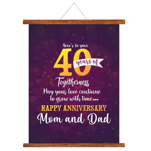 Yaya Cafe™ Happy 40th for Parents, Mom Dad Scroll Greeting Card Poster- 18×24 inches