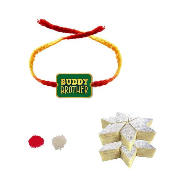 YaYa Cafe Rakhi Sweets Gift Combo for Brother, Buddy Brother with Rakhi,Kaju Katli - 500 gm, Gift Combo of 3 Raksha Bandhan