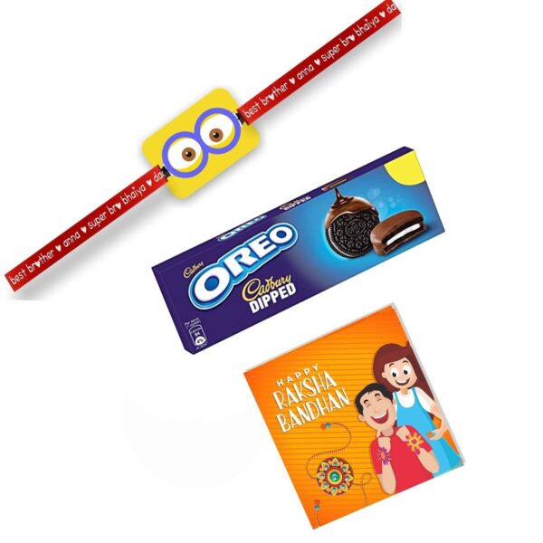 TheYaYaCafe Rakhi Gifts Combo for Brother Cadbury Oreo Dipped Chocolate Cookie (50 g) with Baby Boy Kid Rakhi