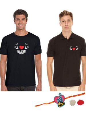 TheYaYaCafe Yaya Cafe for Brother with Gift Combo,GABRU Brother Polo Round Neck T-Shirts, Birthday Bhaidooj