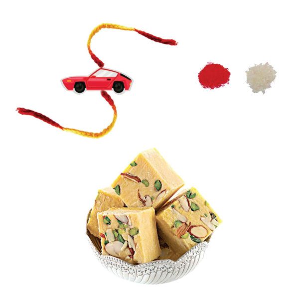 Car Kids Rakhi with Badam Patisa Sweets Gift   Combo - Pack of 2