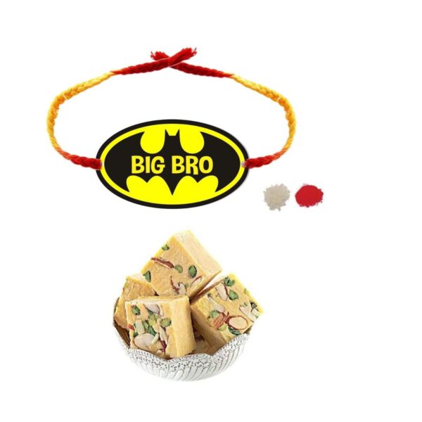 Yaya Cafe Rakhi Sweets Gift Combo for Brother Batman Big Bro Printed Rakhi, Badam Patisa- 1 Kg Raksha Bandhan