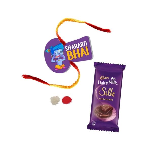 YaYa Cafe� Rakhi Chocolates Gift Combo for Brother, Shararti Bhai Rakhi with 1 Dairy Milk Silk Chocolate Gift Combo Birthday