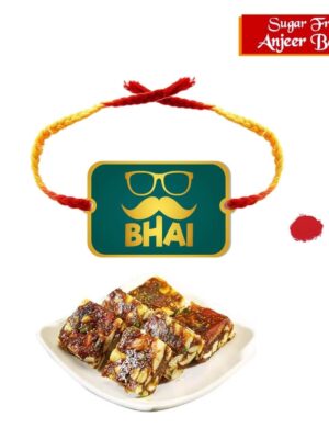 Moustache Bro Kids Rakhi with Anjeer Burfi Burfi Sweets   Gift Combo of - 2