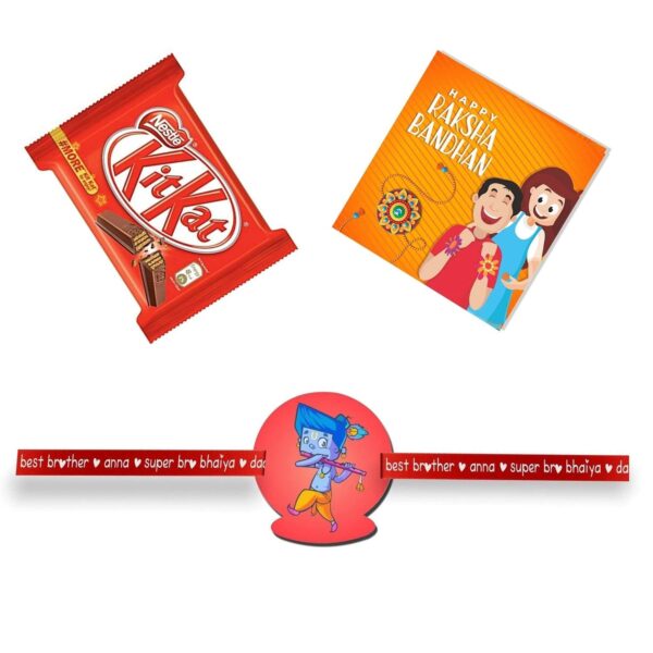 TheYaYaCafe Rakhi Gifts Combo for Brother KitKat (45gm) with Cute Baby Boy Kid Rakhi