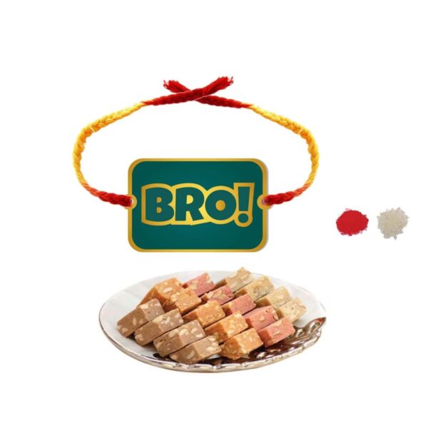 Yaya Cafe Rakhi Sweets Gift Combo for Brother Bro Printed Rakhi, MEWA Bites Burfi - 400 gm Raksha Bandhan