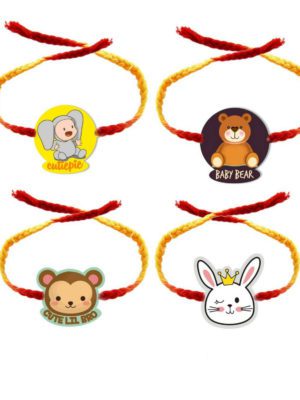 YaYa cafe Family Rakhi for Brother Combo Set of 4 Printed Cute Baby Bear Bro Rakhi Raksha Bandhan