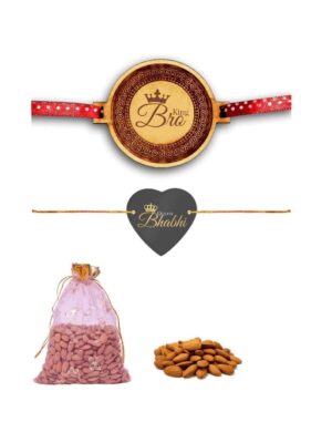 YaYa Cafe Rakhi for Bhaiya Bhabhi Brother, King Bro Queen Bhabhi Rakhi Almonds, , Coaster Gift Combo of 3 Birthday