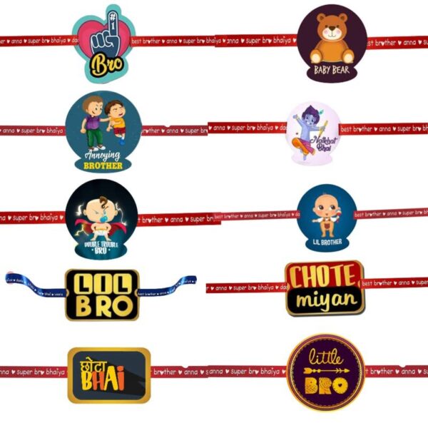 Printed Acrylic Rakhi Set of 10 for Brother |Raskhabandhan Special