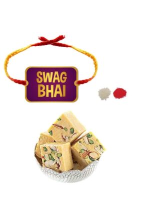 Yaya Cafe Rakhi Sweets Gift Combo for Brother Swag Bhai Printed Rakhi, Badam Patisa- 1 Kg Raksha Bandhan