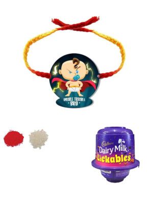 Double Trouble Bro Kids  Rakhi with Milk  Cadbury Lickables Gift Combo of - 2