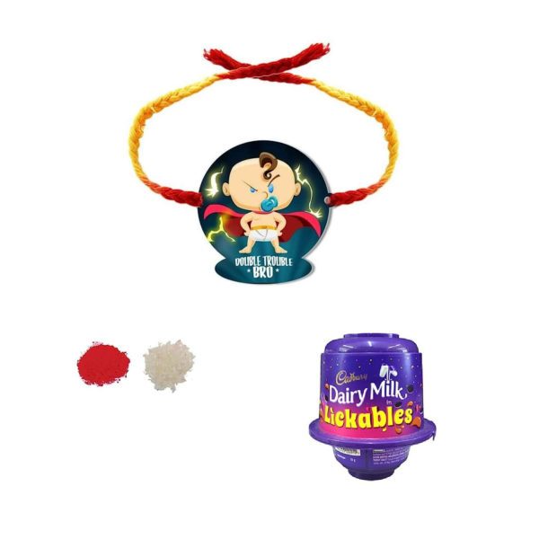 Double Trouble Bro Kids  Rakhi with Milk  Cadbury Lickables Gift Combo of - 2