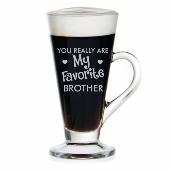 Yaya Cafe Brother, Favorite Brother Glass Tea Mug Cups, Coaster Set of 2 Birthday Rakhi Gifts (230 ml, Clear) Birthday Rakhi