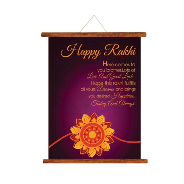 YaYa cafe Birthday Rakhi Scroll Greeting Card for Brother Happy Birthday Rakhi with Lots of Love and Good Luck - 18 x 24 inches