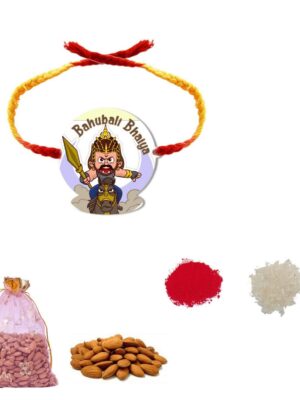 YaYa Cafe Rakhi Dry Fruits Gift Combo for Brother, Bahubali Bhaiya with Horse Printed Rakhi, Almonds, Gift Combo of 2 Raksha