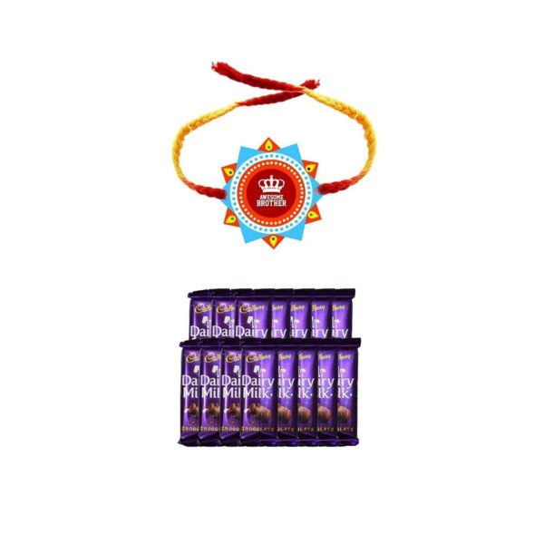 YaYa Cafe Rakhi Chocolates Gift Combo for Brother, Awesome Brother Rakhi with 5 Pcs Dairy Milk Chocolates Gift Combo of Birthday