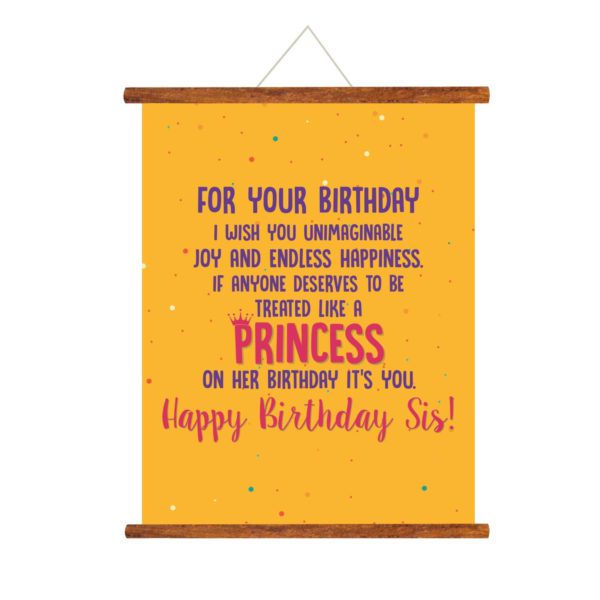 YaYa cafe Happy Birthday Gifts For Princess Sister Greeting Cards Scroll_15×20