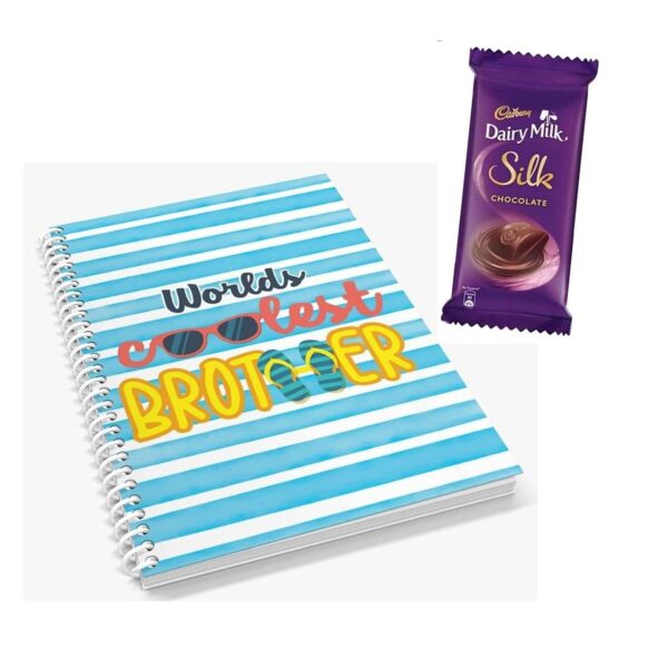 TheYaYaCafe Rakhi Gifts Combo for Brother Cadbury Dairy Milk Silk Gift Pack (60g) with Google Brother Printed Wirebound (A5-120