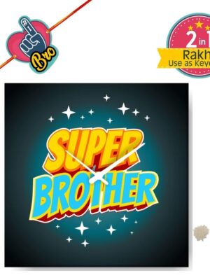 TheYaYaCafe Yaya Cafe� 18x18 inches Birthday Rakhi Gifts for Brother Canvas Wall Clock Super Brother