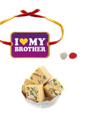 Yaya Cafe Rakhi Sweets Gift Combo for Brother I Love My Brother Printed Rakhi, Badam Patisa- 1 Kg Raksha Bandhan