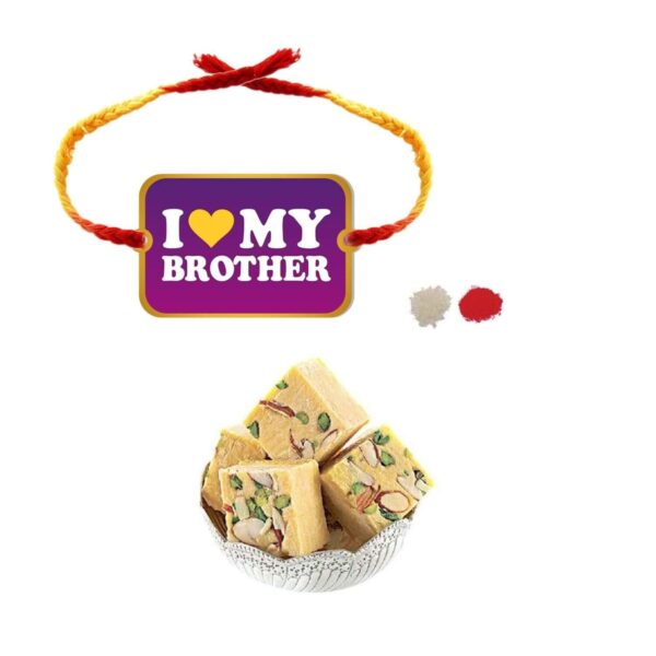 Yaya Cafe Rakhi Sweets Gift Combo for Brother I Love My Brother Printed Rakhi, Badam Patisa- 1 Kg Raksha Bandhan