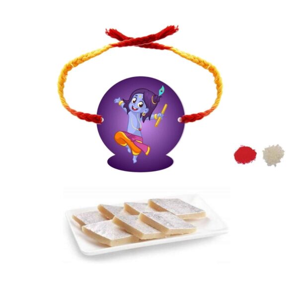 YaYa Cafe Rakhi Sweets Gift Combo for Brother Krishna Printed Rakhi, Kaju Katli - 500 gm, Gift Combo of 2 Raksha Bandhan